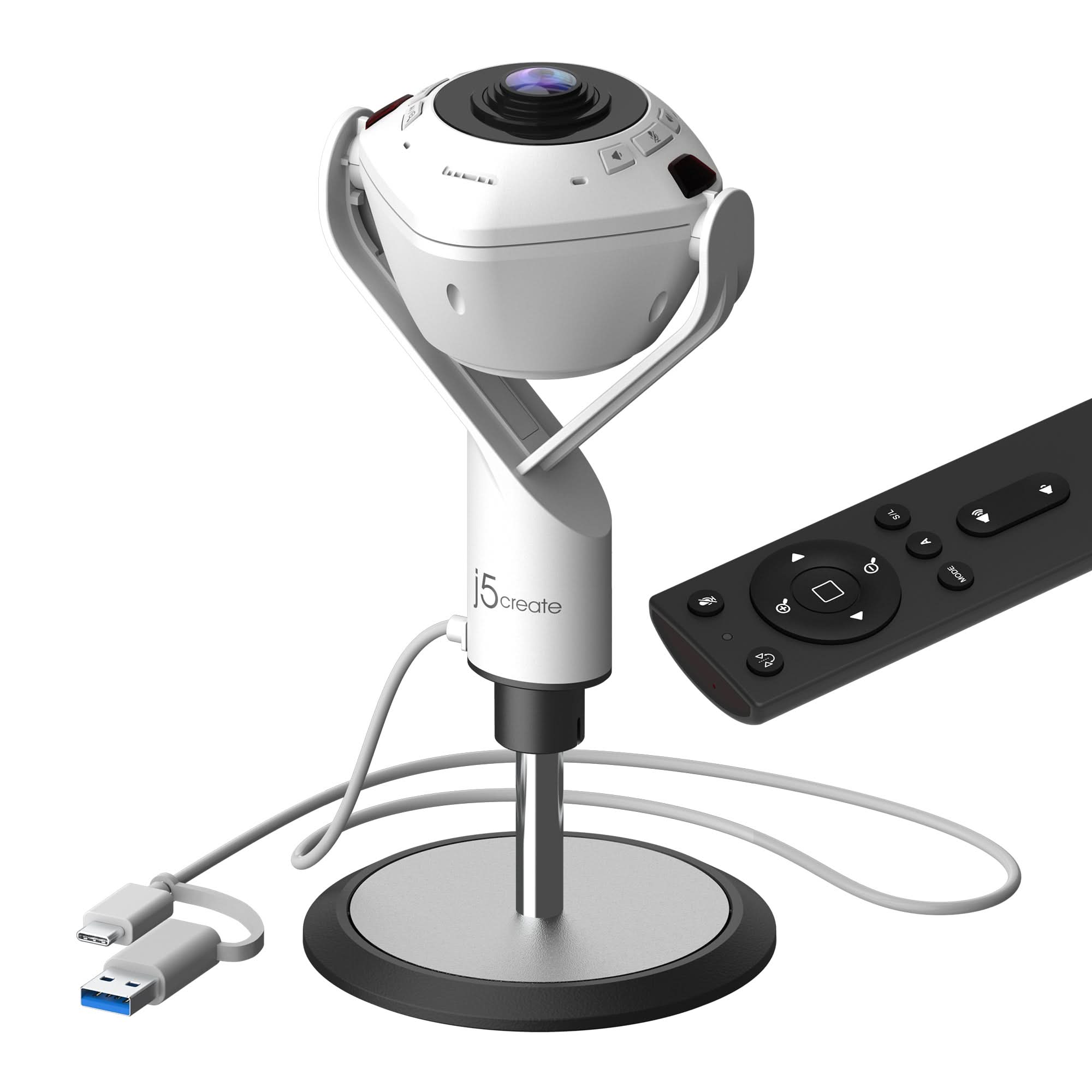 J5CREATE 360° AI-Powered Webcam with Speakerphone JVU368