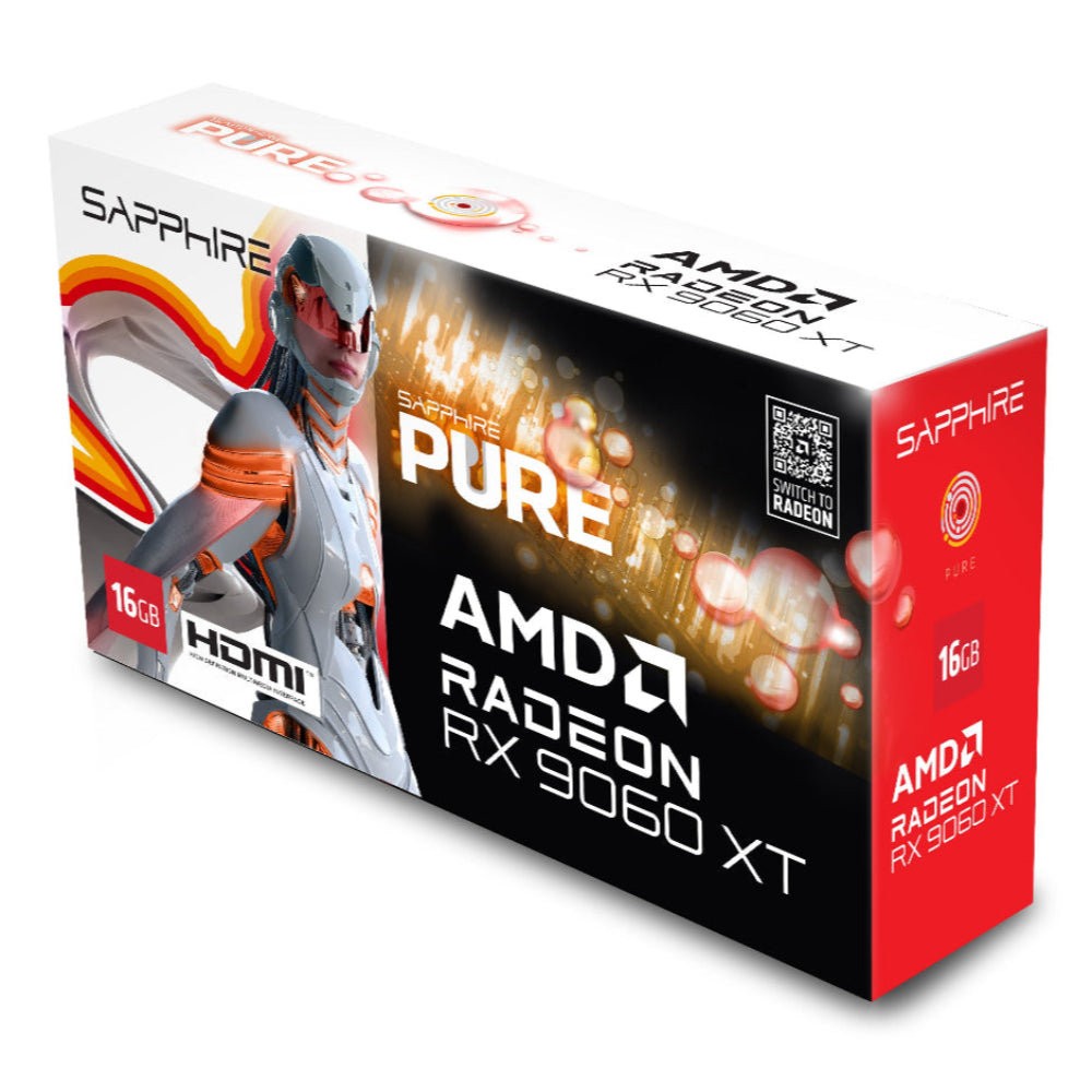 SAPPHIRE Radeon Pure RX 9060 XT OC White 16GB AMD Graphic Card