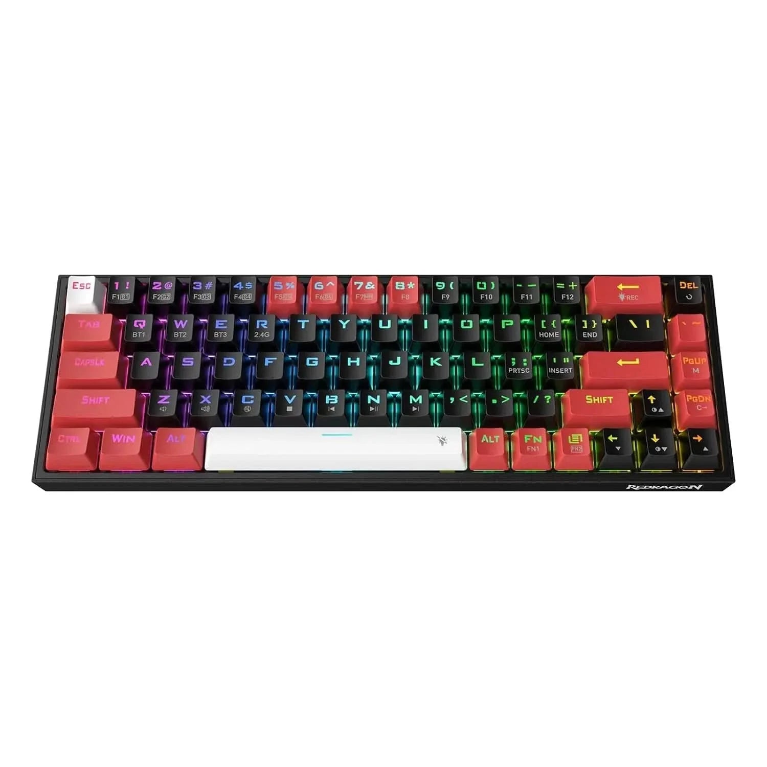 Redragon K631 PRO 65% 3-Mode Wireless RGB Gaming Keyboard, 68 Keys Hot-Swappable Compact Mechanical Keyboard PCB Socket & Dedicated Arrow Keys, Quiet Red Linear Switch