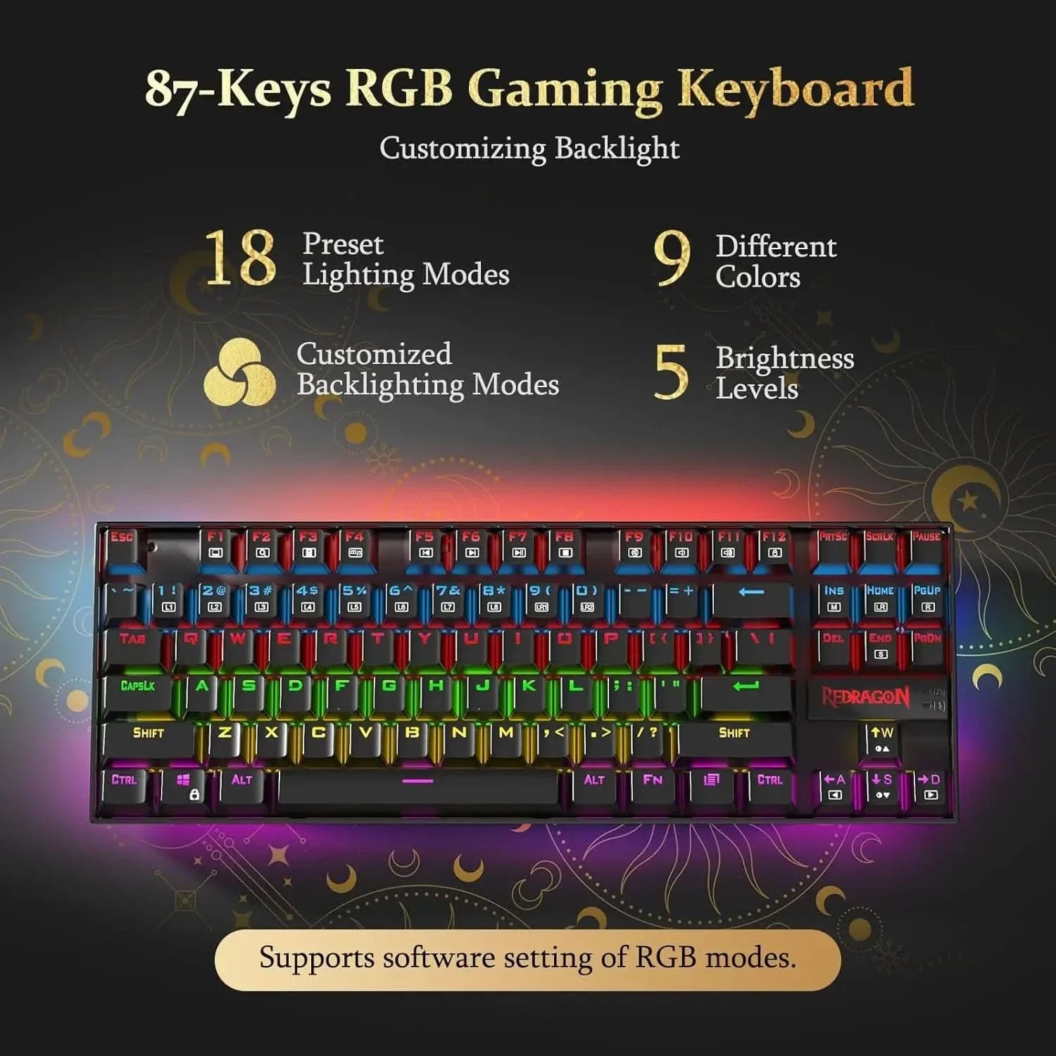 Redragon Kumara K552-RGB LED Backlit USB Mechanical Gaming Keyboard Without Numlock Keys (Black)