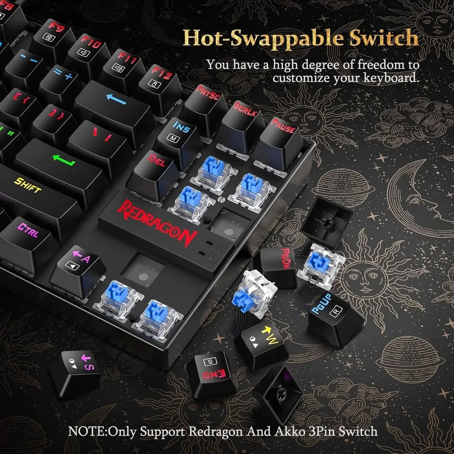 Redragon Kumara K552-RGB LED Backlit USB Mechanical Gaming Keyboard Without Numlock Keys (Black)