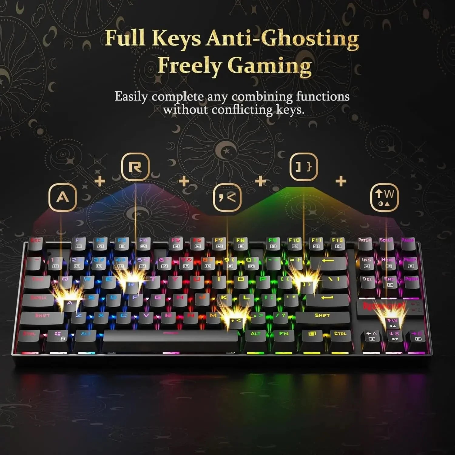 Redragon Kumara K552-RGB LED Backlit USB Mechanical Gaming Keyboard Without Numlock Keys (Black)