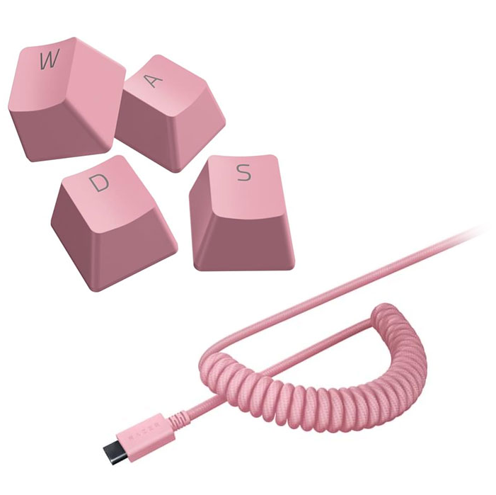 RAZER PBT Keycaps Plus Coiled Cable Upgrade Set Quartz Pink