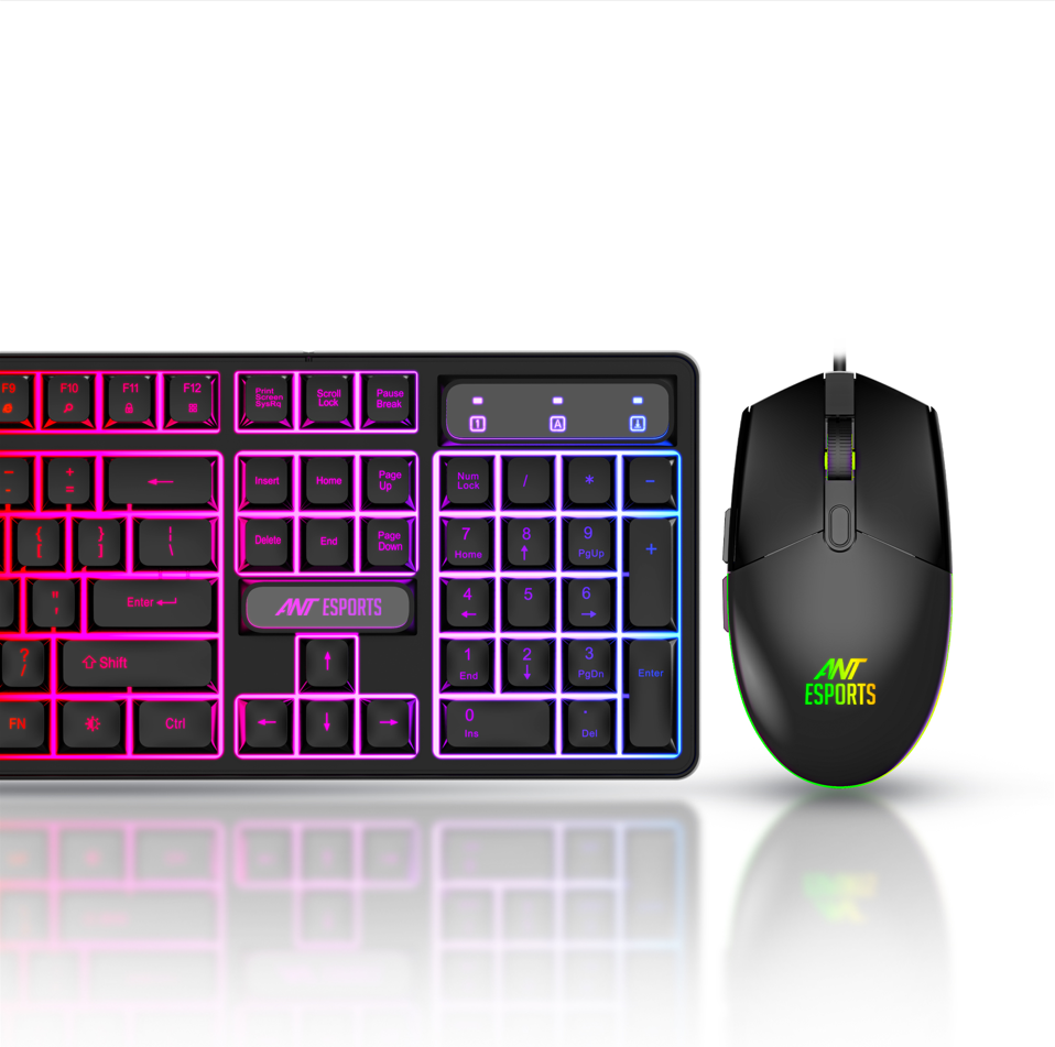 ANT ESPORTS KM1650 RGB MEMBRANE WIRED GAMING KEYBOARD & RGB MOUSE COMBO -BLACK