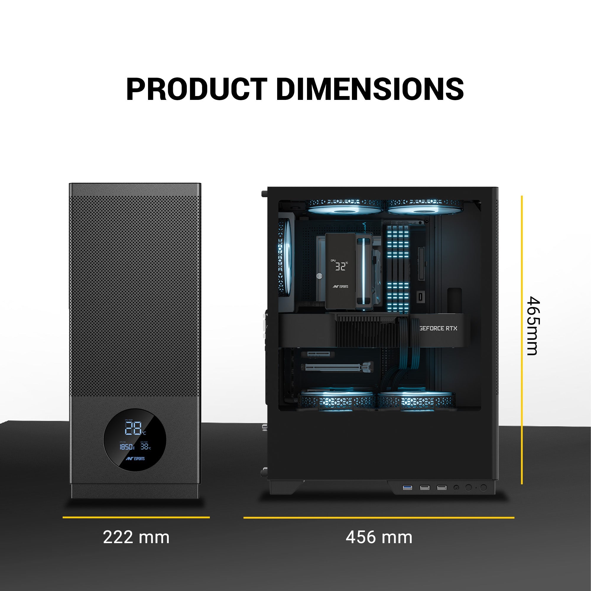 Ant Esports X2 LCD ARGB ATX Mid Tower Case