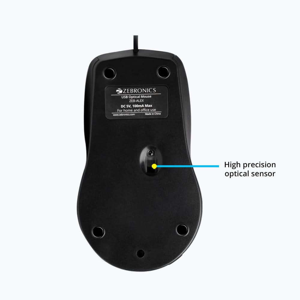 ZEBRONICS ZEB-ALEX WIRED USB OPTICAL MOUSE