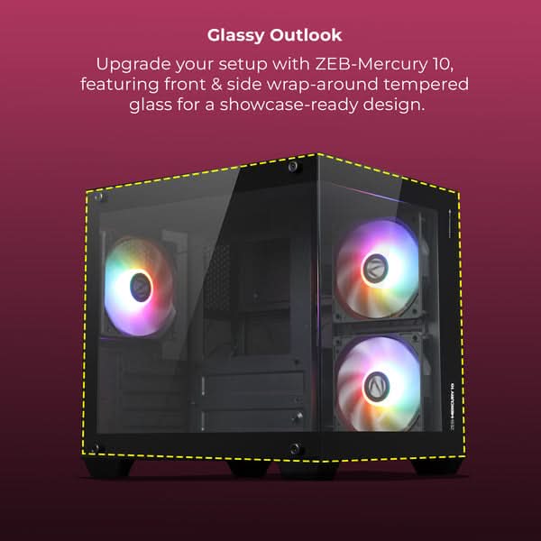 Zebronics Mercury 10 Premium Gaming Chassis, Black