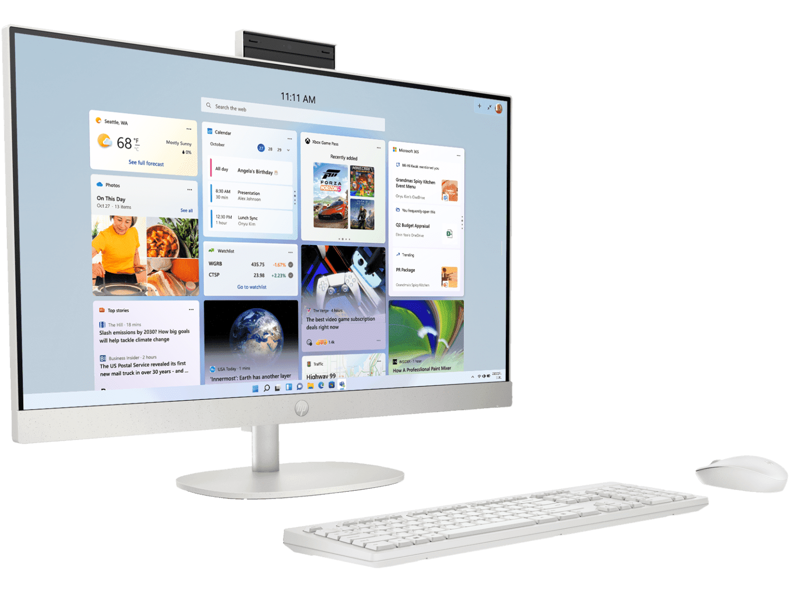 HP AIO 27 13th Gen Intel Core i3-1315U, 8GB, 512GB SSD, Intel UMA Graphics, 27 Inch FHD, Win 11, MS Office 2024, Shell White, CR0902IN