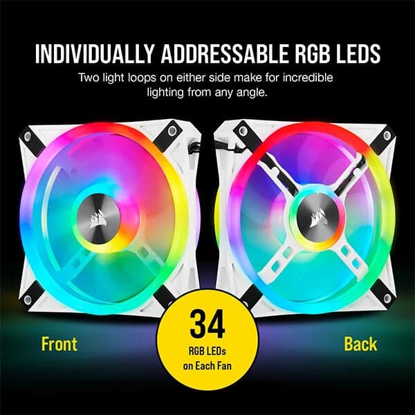 CORSAIR ICUE QL120 120mm RGB Cabinet Fan (White) (Triple-Pack)