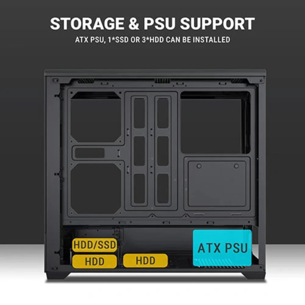 ANTESPORTS Crystal X6 Lite ARGB EATX Mid Tower Cabinet ( Black )