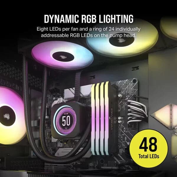 CORSAIR iCUE H150i Elite LCD XT RGB 360mm CPU Liquid Cooler (Black)