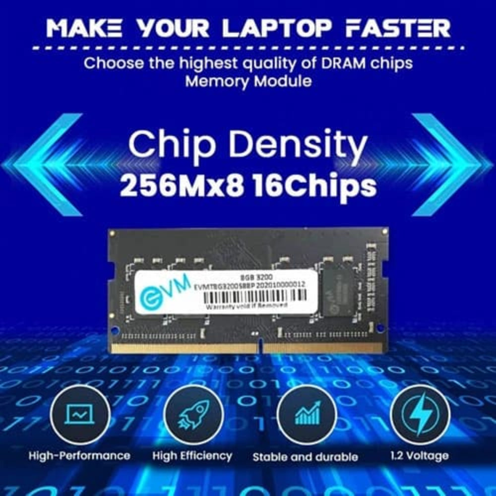 EVM 8GB ( 8GB x 1 ) 3200MHz DDR4 Laptop RAM ( Black ) ( CL22 )