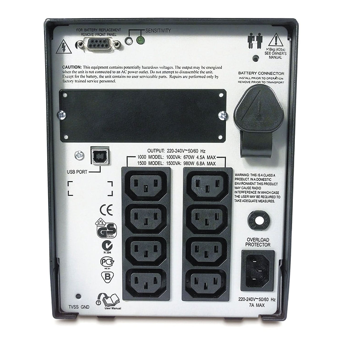 APC SMART-UPS SUA1000I-IN - 1000VA/ 670W | 230V | VISUAL LED AND AUDIBLE ALARMS | USER REPLACABLE BATTERY | ENERGY EFFICIENT | HIGH-EFFICIENCY LINE-INTERACTIVE UPS FOR SERVERS AND NETWORK EQUIPMENT | 1 YEAR WARRANTY