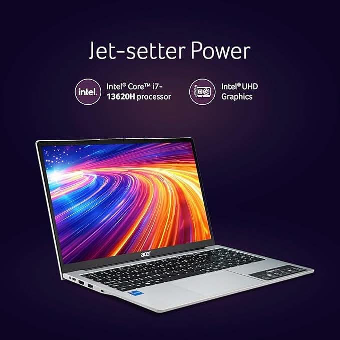 Acer Aspire Lite, 13th Gen, Intel Core i7-13620H Processor, 16 GB RAM, 1 TB SSD, Full HD IPS, 15.6"/39.62 cm, Windows 11 Home, MSO, Pure Silver, 1.70 kg, AL15-52H, Backlit keyboard, Thin and Light Laptop UN.347SI.00W