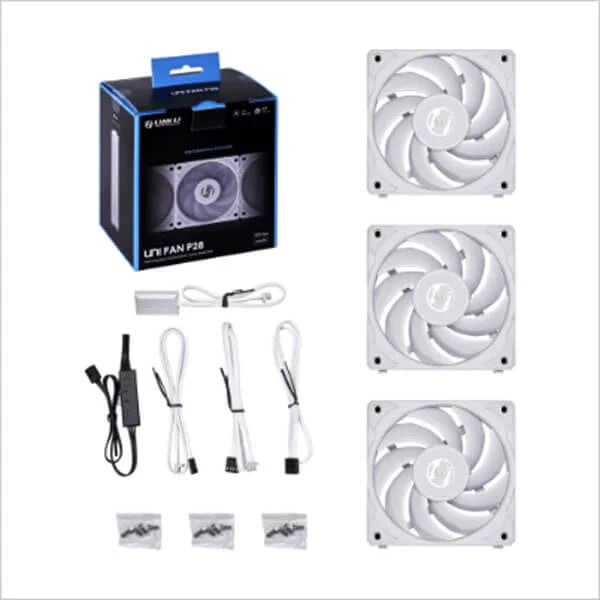 LIAN LI UNI Fan P28 120mm Non-RGB Cabinet Fan (White) (Triple Pack)
