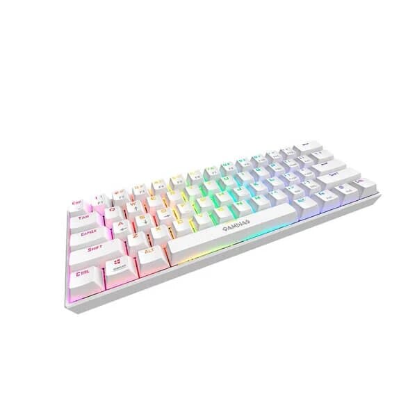 GAMDIAS Hermes E3 60% Mechanical Wireless Gaming Keyboard ( White ) ( Blue Switch )