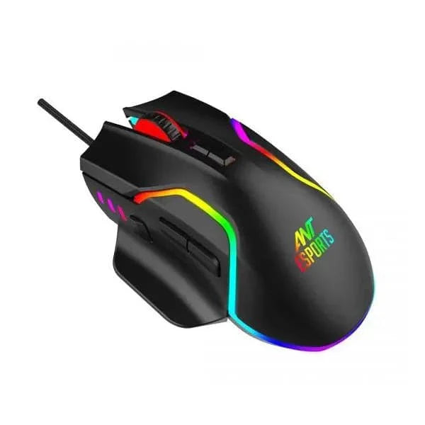 ANT ESPORTS GM320 Wired Ergonomic RGB Optical Gaming Mouse ( GM320-PRO ) ( 12800DPI / 8 Macro Buttons ) ( Black )