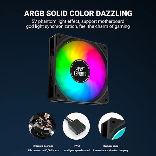 ANT ESPORTS ICE-C612 V2 ARGB 120mm Single Tower CPU Air Cooler (Black)