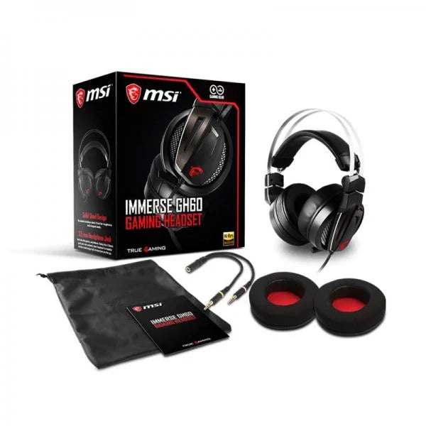 MSI Immerse GH60 Wired 3.1mm Stereo Gaming Headphone ( Black ) ( Pc / Xbox / Mobile / Mac )