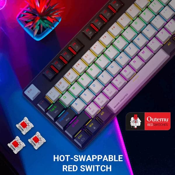 ANT ESPORTS MK 4500 Pro TKL Mechanical Wireless Gaming Keyboard (Black) (Red Switch) ( Linear Switch) (MK4500 PRO)