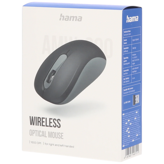 HAMA 182620 MW 300 Wireless + Bluetooth Ambidextrous Gaming Mouse ( 1600DPI / 4 Macro Buttons ) ( Black )