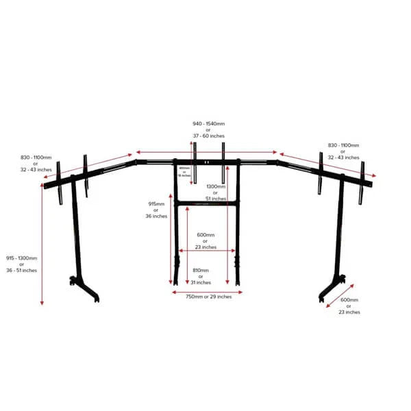 NEXT LEVEL RACING Free Standing Triple Monitor Stand