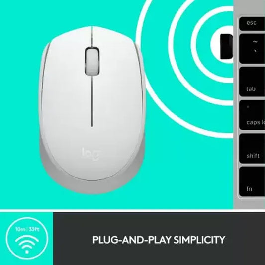 LOGITECH M171 Wireless Ambidextrous Gaming Mouse ( 1000DPI / 3 Macro Buttons ) ( Off-White )