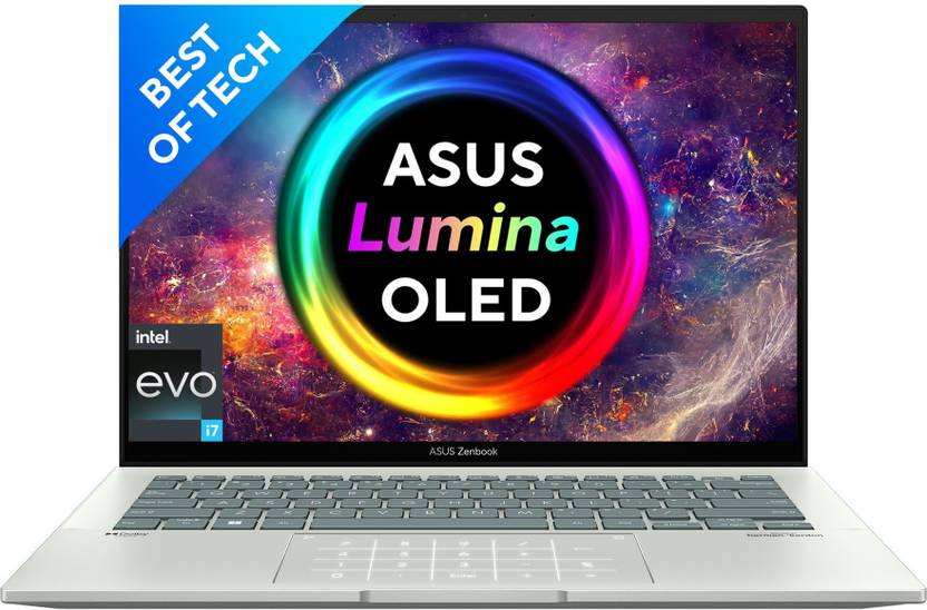 ASUS ZENBOOK 14 OLED INTEL EVO P-SERIES INTEL CORE I7 12TH GEN - (16 GB/512 GB SSD/WINDOWS 11 HOME) UX3402ZA-KM732WS LAPTOP (14 INCH, AQUA CELADON, WITH MS OFFICE)
