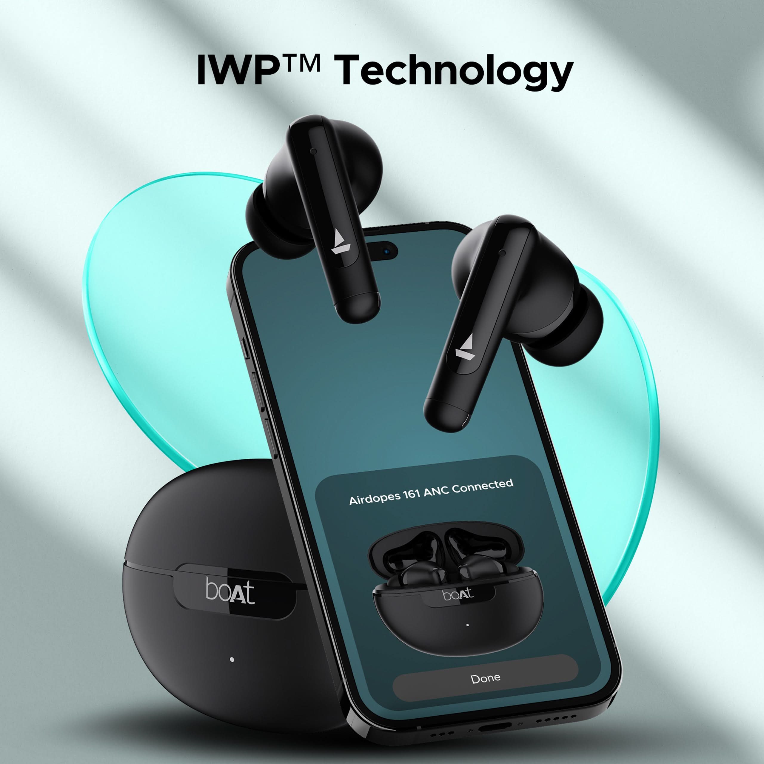 Boat Airdopes 161 ANC Active Noise Cancellation Bluetooth Earbuds (Black)