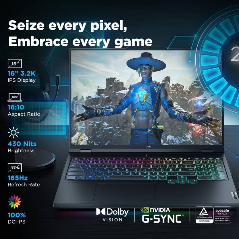 LENOVO LEGION 7 INTEL CORE I9 14TH GEN 14900HX - (16 GB/1 TB SSD/WINDOWS 11 HOME/8 GB GRAPHICS/NVIDIA GEFORCE RTX 4060) 16IRX9 GAMING LAPTOP (16 INCH, ECLIPSE BLACK, 2.24 KG, WITH MS OFFICE)