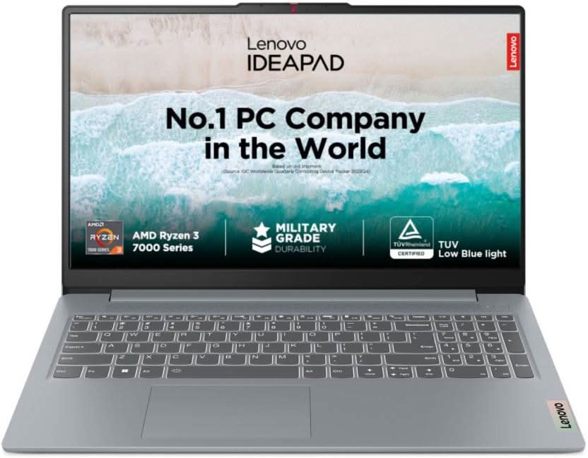 LENOVO IDEAPAD SLIM 3 AMD RYZEN 3 QUAD CORE 7320U - (8 GB/512 GB SSD/WINDOWS 11 HOME) 15AMN8 THIN AND LIGHT LAPTOP (15.6 INCH, ARCTIC GREY, 1.62 KG, WITH MS OFFICE)