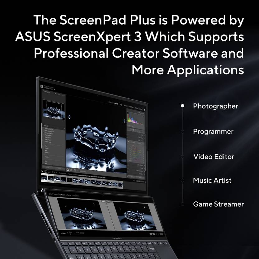ASUS ZENBOOK PRO 14 DUO OLED WITH DUAL SCREEN TOUCH PANEL INTEL CORE I7 12TH GEN 12700H - (16 GB/1 TB SSD/WINDOWS 11 HOME/INTEL INTEGRATED IRIS XE) UX8402ZA-LM711WS