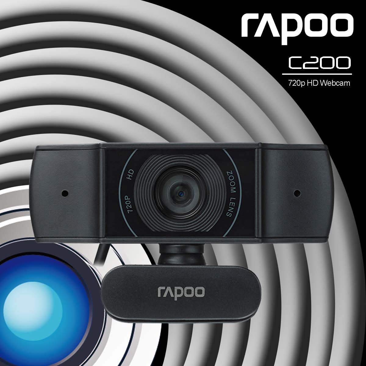 RAPOO C200 720P HD USB BLACK WEBCAM