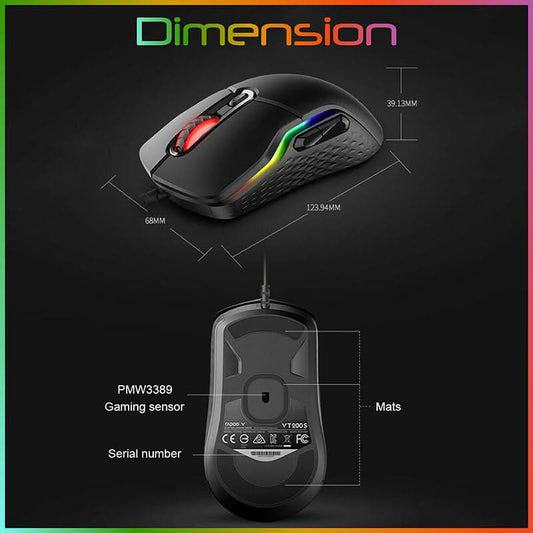 RAPOO OPTICAL GAMING MOUSE VT200 FEATURING IR SENSOR TECHNOLOGY WITH 6200 DPI