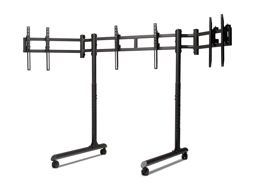NLR Round Tube Freestanding Triple Monitor Stand