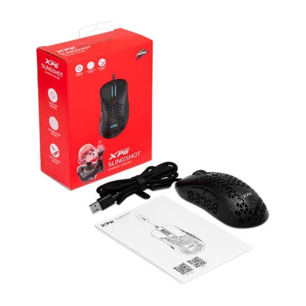 ADATA XPG Slingshot Wired Ergonomic RGB Gaming Mouse ( SLINGSHOT-BKCWW ) (12000DPI / 6 Macro Buttons) ( Black )