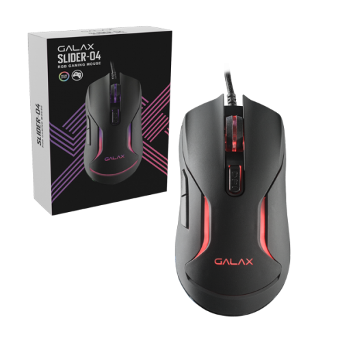 GALAX Slider 04 Wired Ergonomic Gaming Mouse ( MGS04UX26RG2B0 ) ( 6400DPI / 6 Macro Buttons ) ( Black )