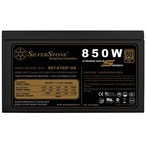 SLIVERSTONE ST85F GS 850W 80+ Gold Fully Modular ATX 2.0 Power Supply