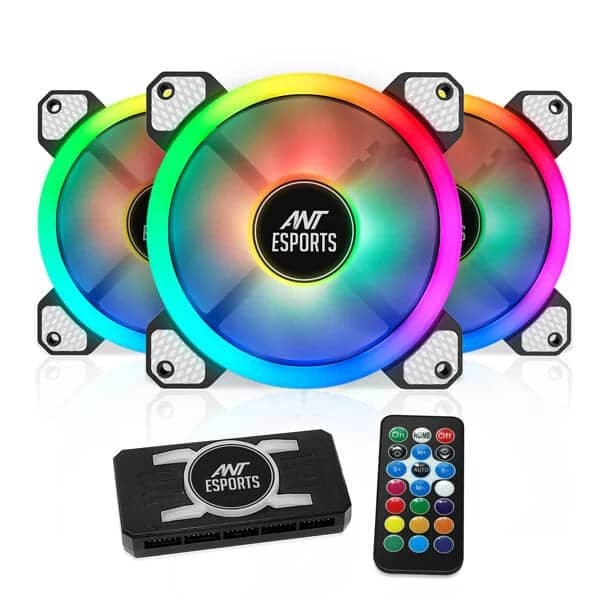 ANT ESPORTS Superflow 120 ARGB Kit Cabinet Fans ( Triple Pack ) with ARGB Control Box and RF Remote
