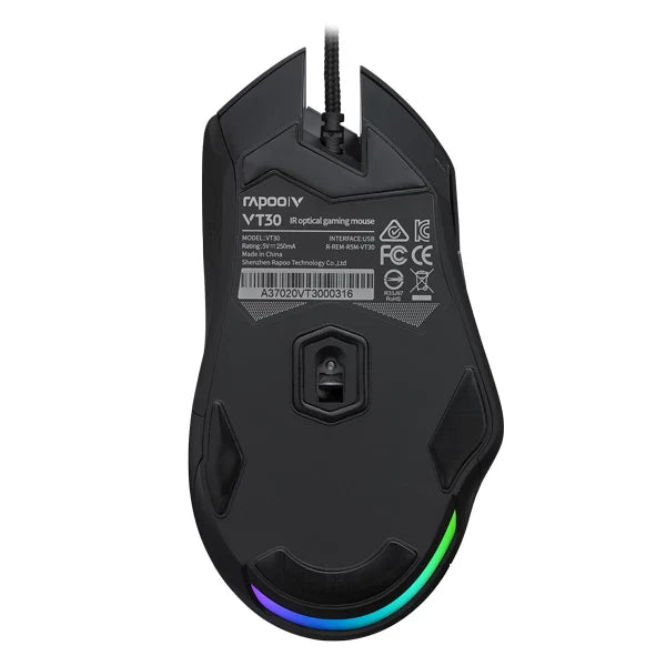 RAPOO VT30 Wired Ergonomic Gaming Mouse ( VT30 ) ( 6000DPI / 7 Macro Button ) ( Black )