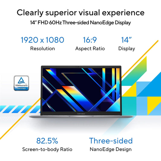 ASUS Vivobook 14, Light Weight Laptop, Intel Core i3-1315U (8GB/512GB/Intel UHD Graphics/35.56 cms (14) FHD/Windows 11 Home/Office Home 2024 + M365 Basic (1 Year Validity) X1404VA-EB322WS