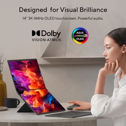 ASUS Zenbook Duo, Dual Screen AI Laptop, Intel Core Ultra 7 355 32GB, 1TB, Intel Graphics, 35.56 cm (14) OLED Touch 3K, Windows 11 Home, Office Home 2024 + M365 Basic (1 Year Validity) UX8407AA-SN183WS