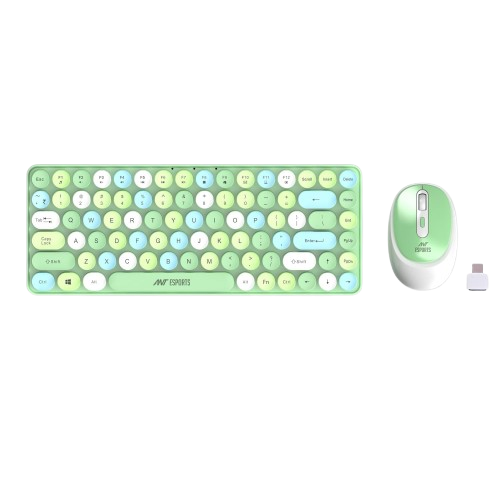 ANT ESPORTS WKM33 WIRELESS RETRO KEYBOARD AND MOUSE COMBO (APPLE GREEN) R-41211141, ETA-SD-20221009067, ETA-SD-20221009069