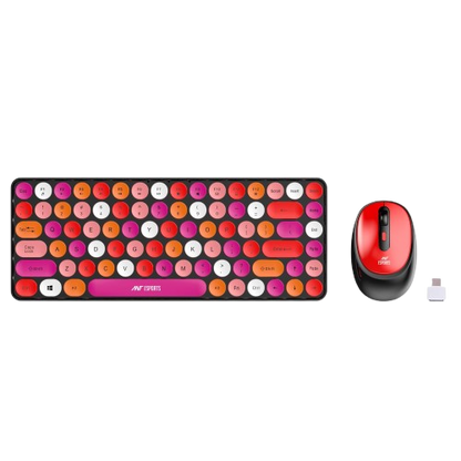 ANT ESPORTS WKM33 WIRELESS RETRO KEYBOARD AND MOUSE COMBO (CHERRY RED) R-41211141, ETA-SD-20221009067, ETA-SD-20221009069