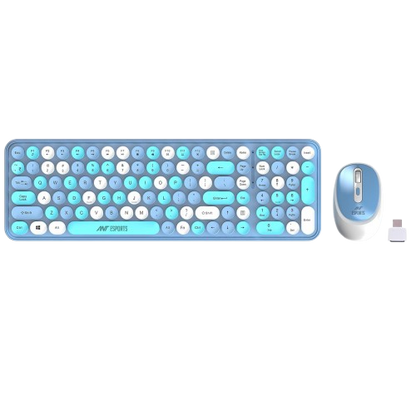 ANT ESPORTS WKM44 WIRELESS RETRO KEYBOARD AND MOUSE COMBO (BLUE GRAY)