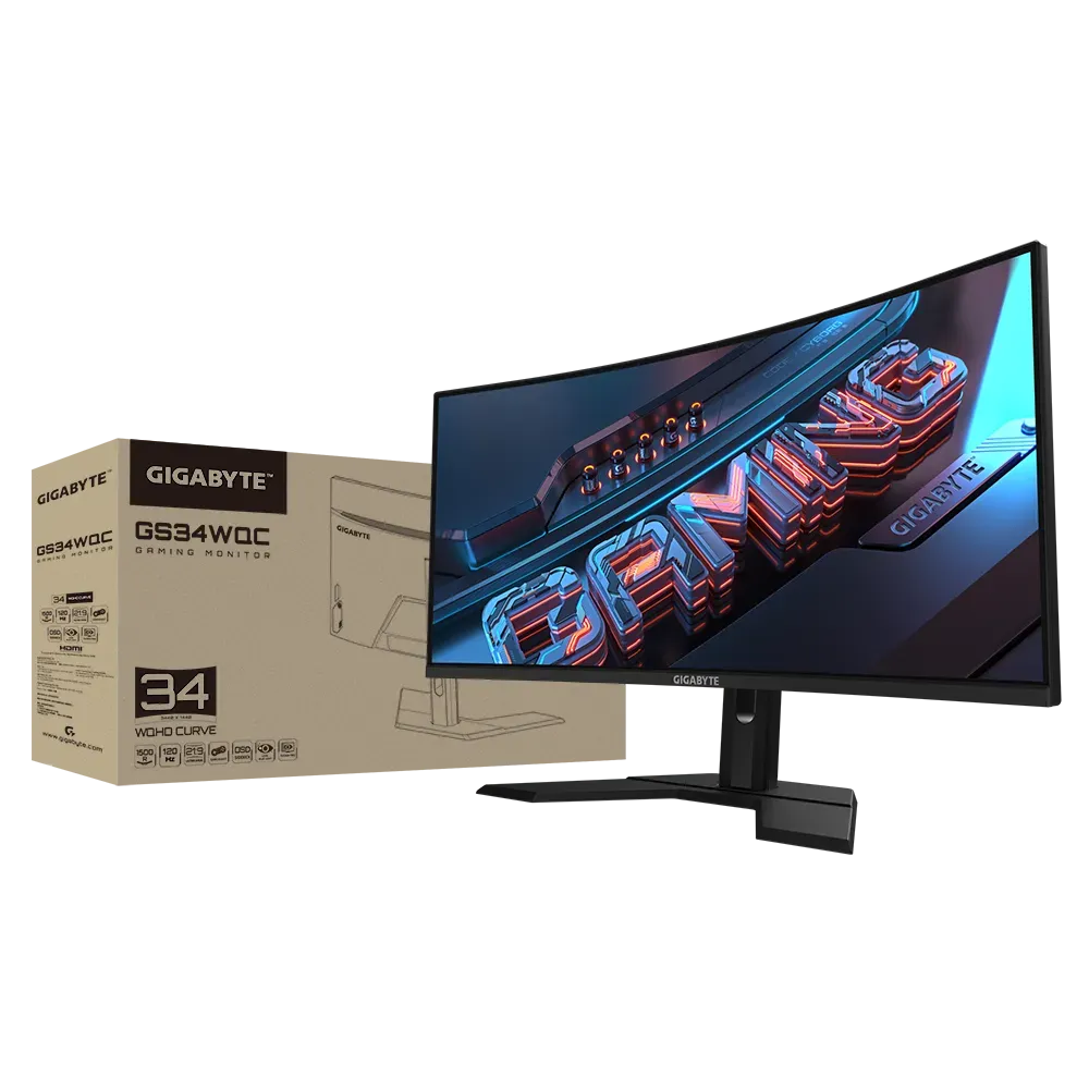 GIGABYTE GS34WQC 34 Inch QHD 120Hz VA Panel 120% SRGB 1MS Adaptive Sync VA Gaming Monitor
