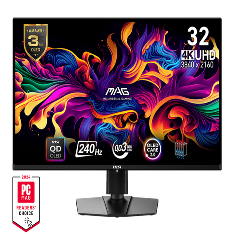 MSI MAG 321UPX QD 32 Inch 4K UHD OLED 240Hz 138.2% SRGB 0.03ms Adaptive Sync Gaming Monitor