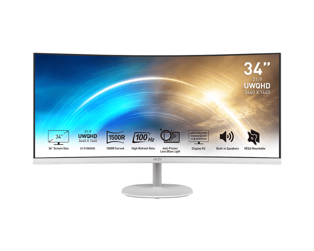 MSI PRO MP341CQW 34- INCH 2K UWQHD MONITOR WHITE