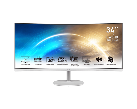 MSI PRO MP341CQW 34- INCH 2K UWQHD MONITOR WHITE