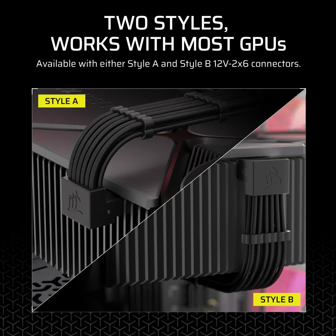 CORSAIR RIGHT ANGLED EMBOSSED 12VHPWR CABLE, TYPE-4, 650MM, BLACK, STYLE B